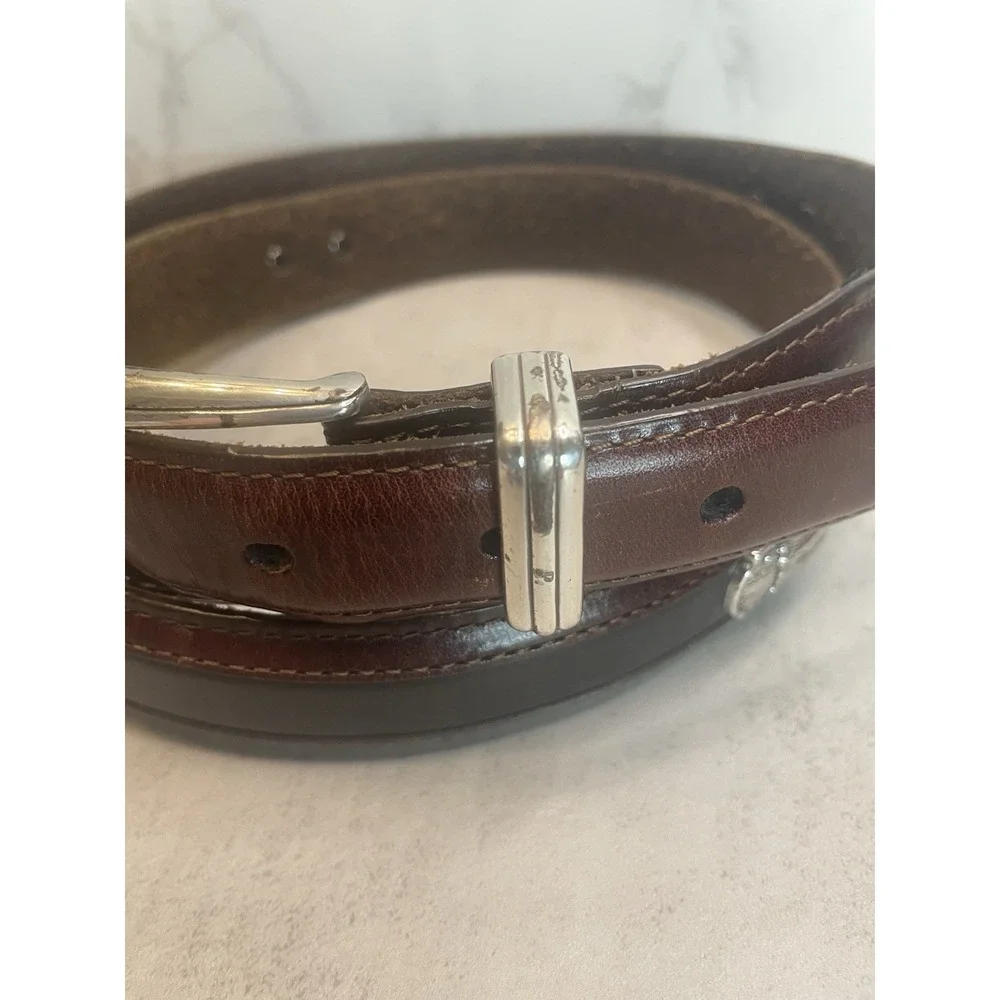 Men's Onyx by Brighton Golf Ornament Leather Belt Two-Tone Sz 42